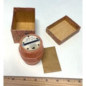 Vtg Mid Century Baby's First Bank Barrel Pink Bakelite Via 1940's Has Coins
